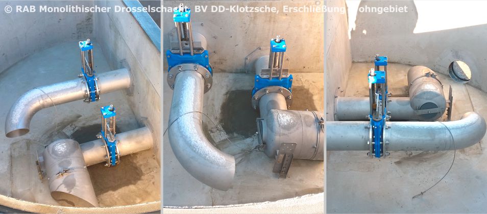 Runder, vormontierter Drosselschacht aus monolithischen Betonfertigteilen nach DIN 4034 T1